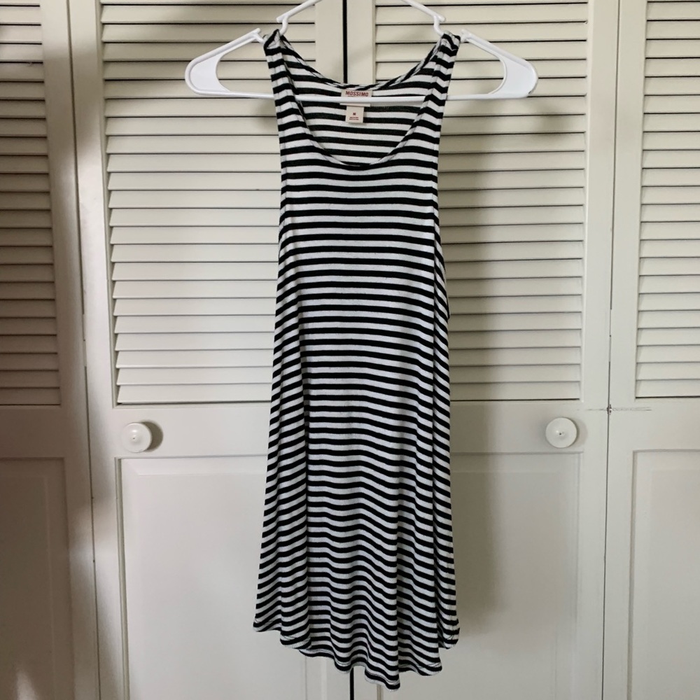 Black and White Striped Halter Tank
